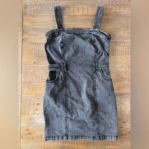 Jessica Simpson Black Denim Mini Dress with Straps Festival Western Concert